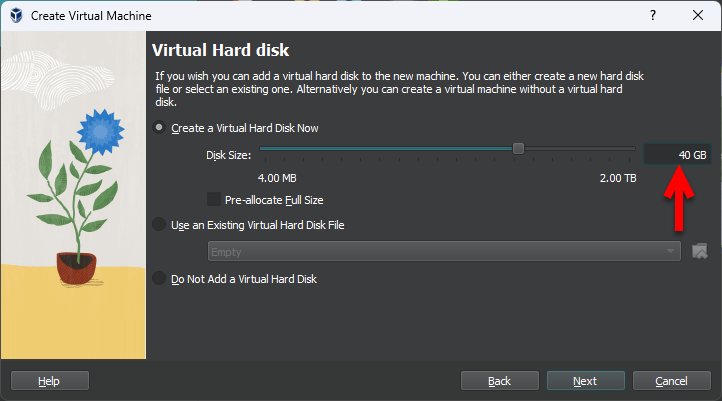 Hard disk size