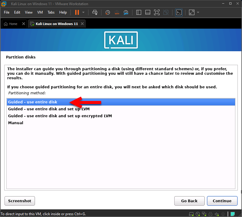 Partition the disk