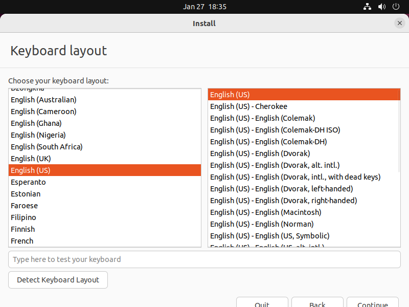 Keyboard layout