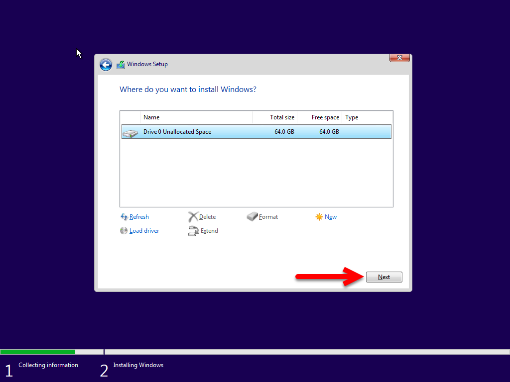 Unallocated drive