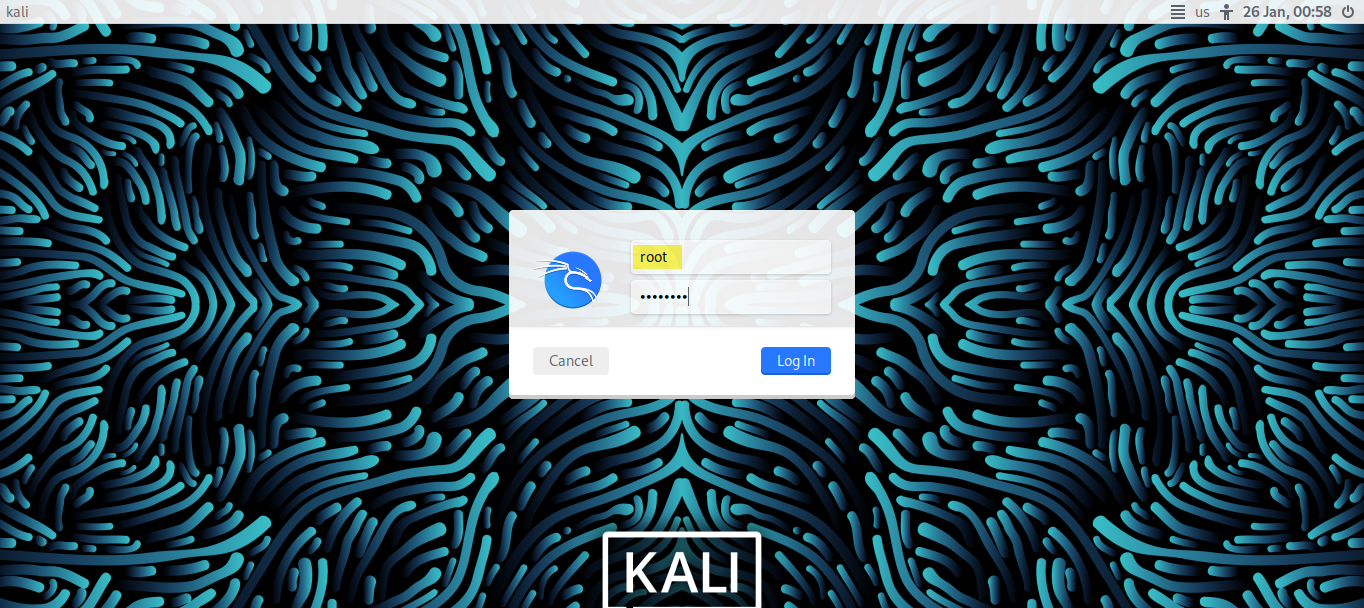 Login to Kali Linux