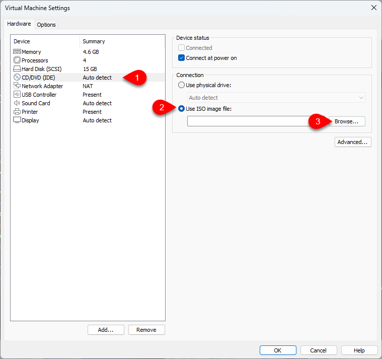 Insert the Android ISO image file