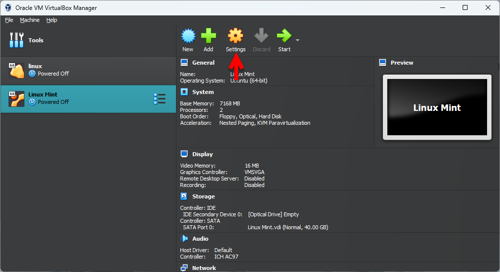 Edit virtual machine settings