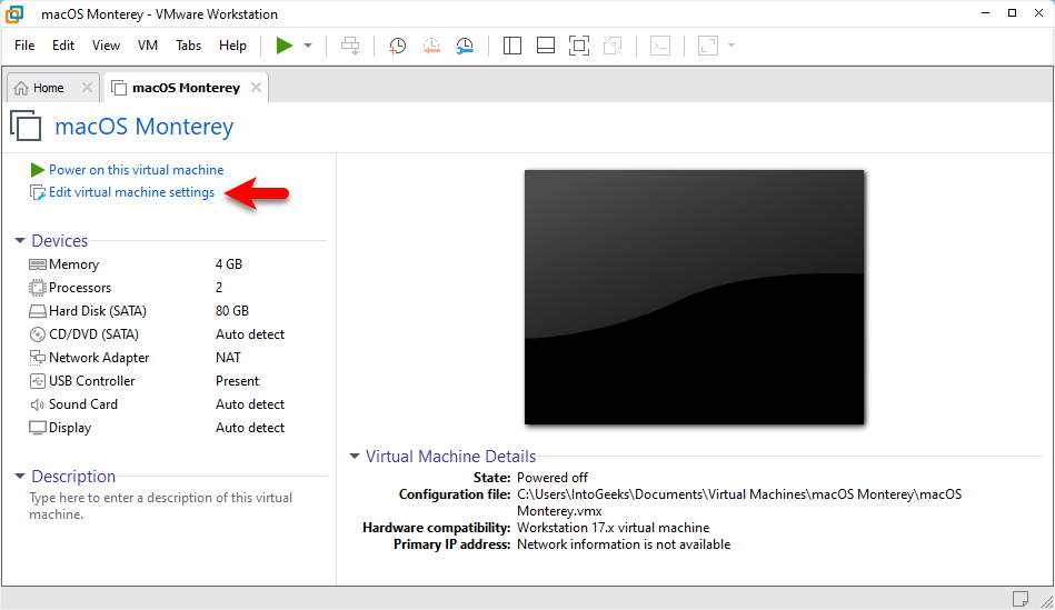 Edit virtual machine settings