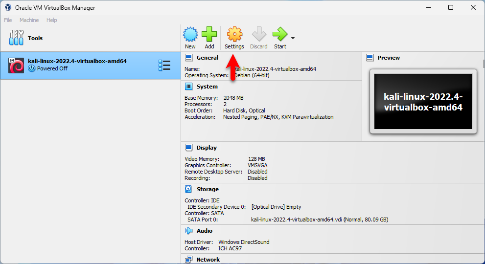 Edit the virtual machine settings