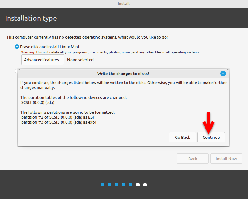 Erase the disk