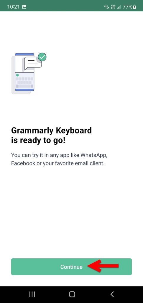 Grammarly keyboard is ready