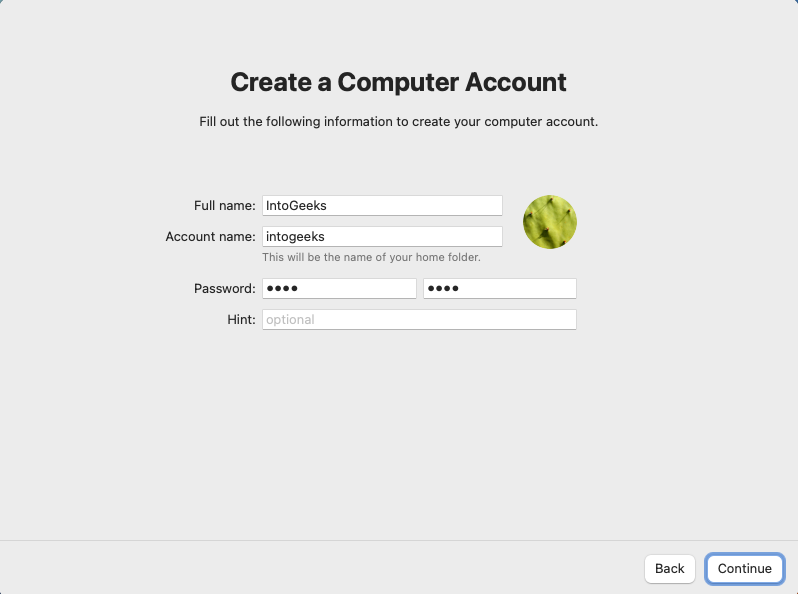 Create your account