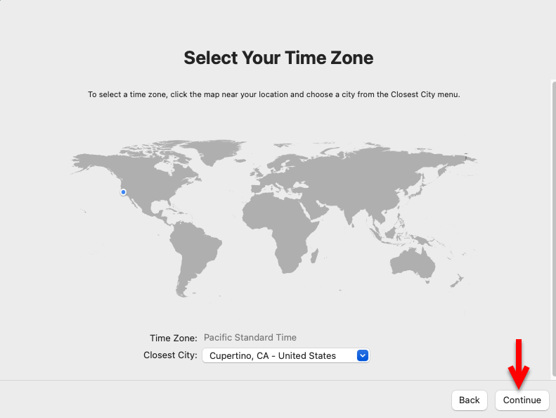 Select your time zone