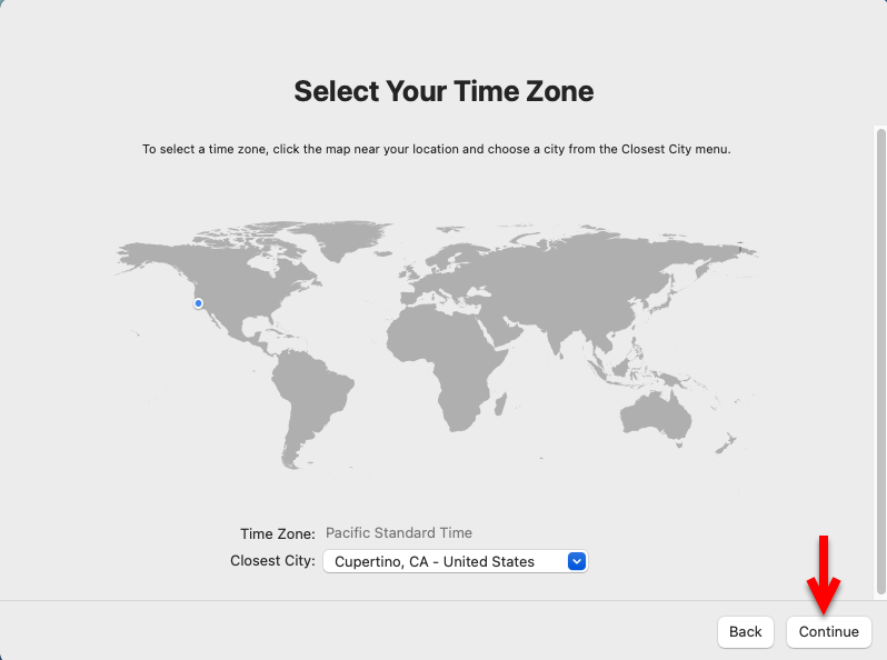 Select your time zone