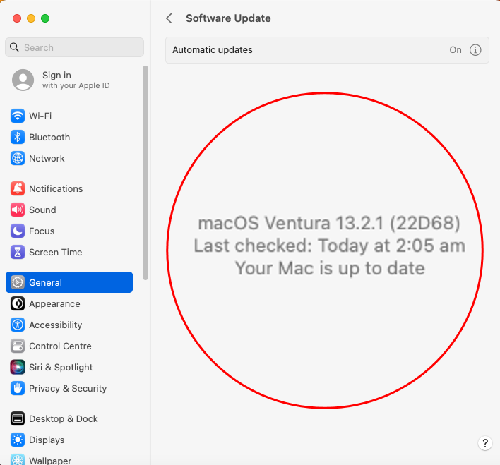 macOS Ventura updated to latest version