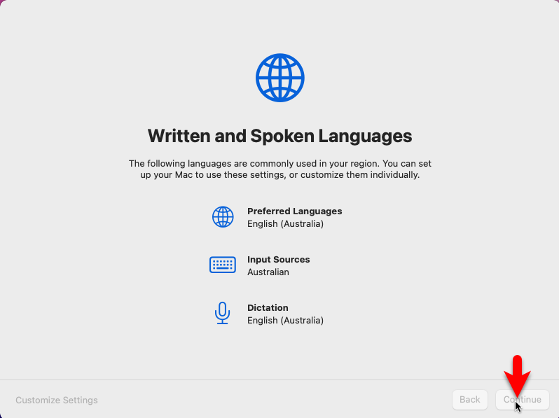 Select your written and spoken language