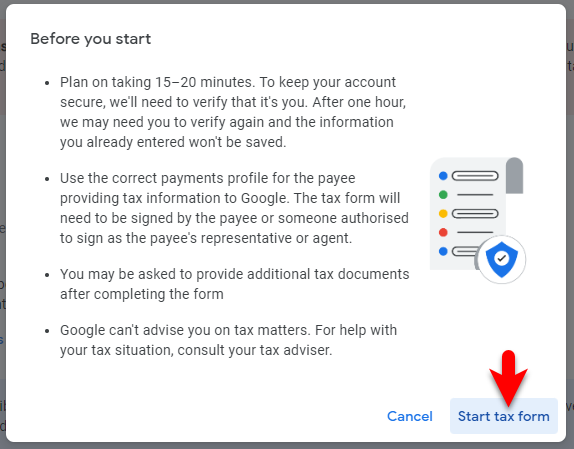 Start tax form