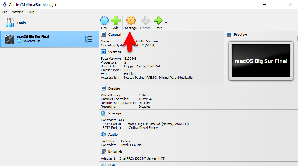 Edit Virtual machine settings