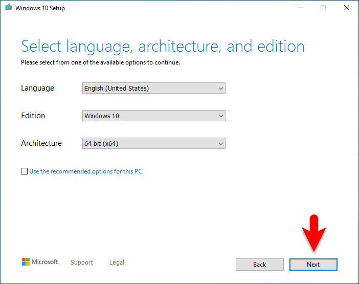 Select the specifications of Windows