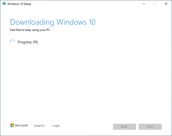 Downloading Windows 10 ISO image file