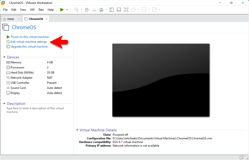 Edit virtual machine settings