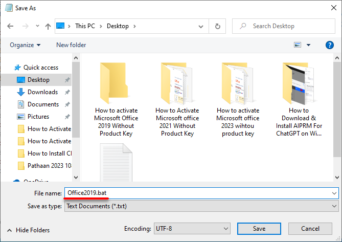 Save the file as bat