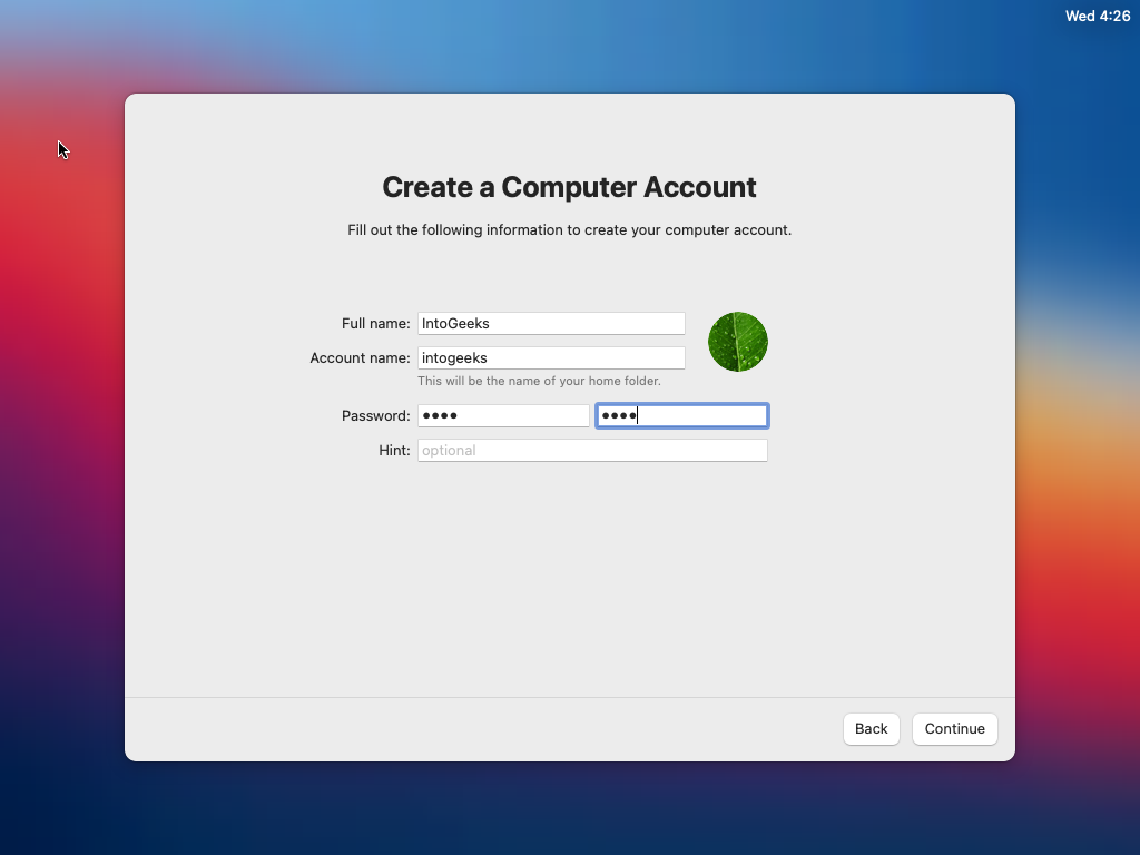 create account