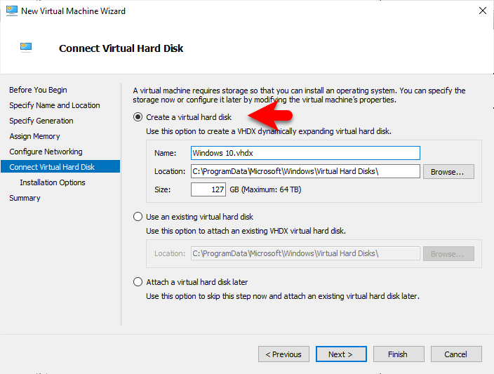 Create a virtual hard disk