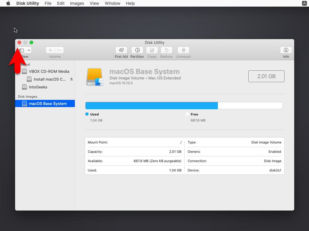 Close disk utility