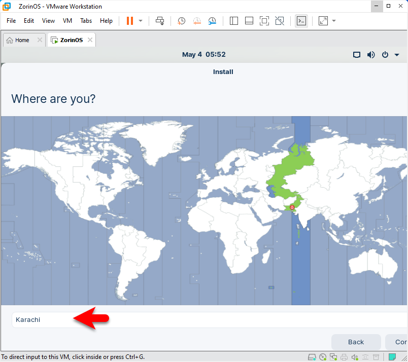 Select the time zone