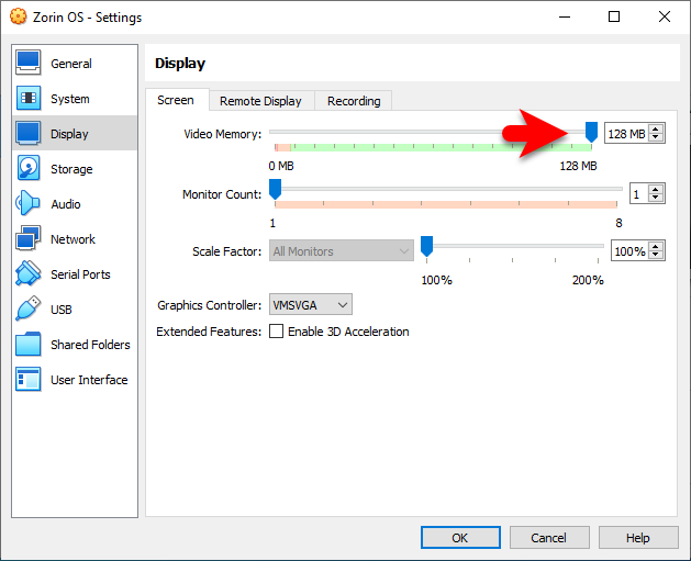 Increase the video memory